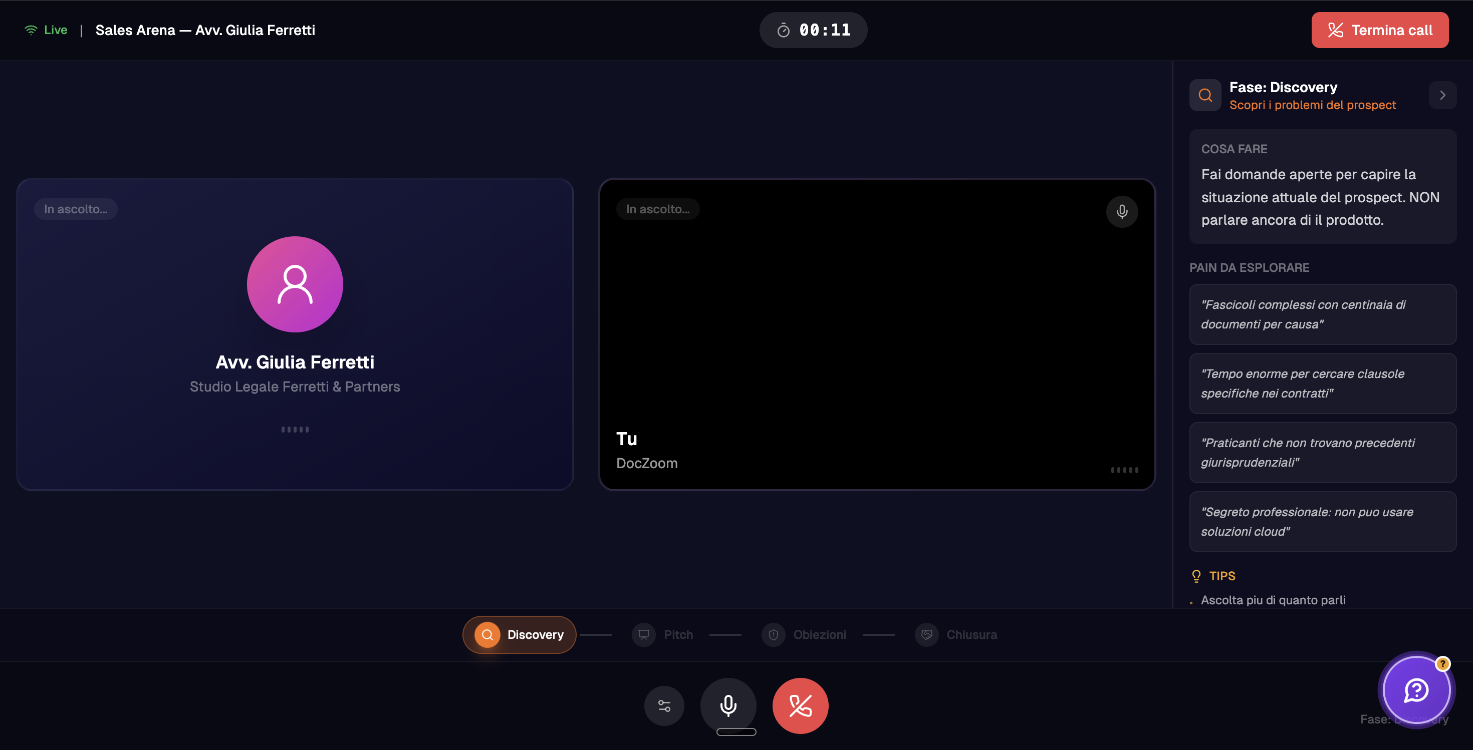 Live voice simulation with real-time coaching