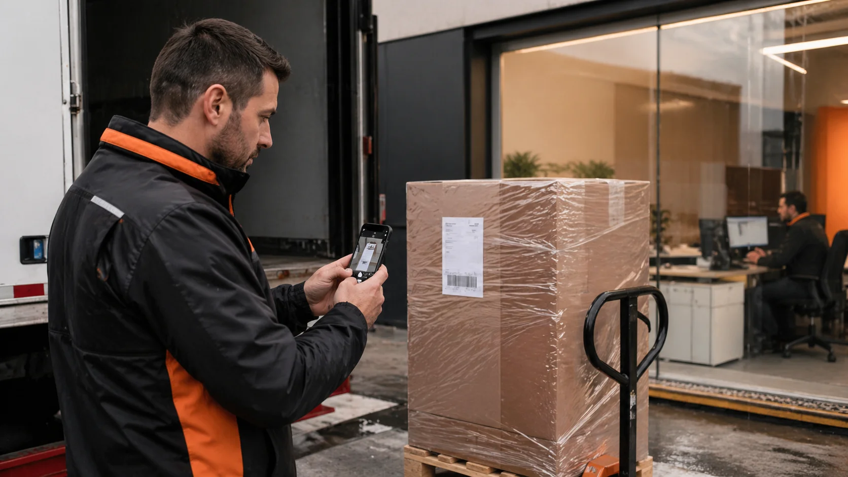 Operatore che fotografa un documento con lo smartphone, pronto a entrare in Capture